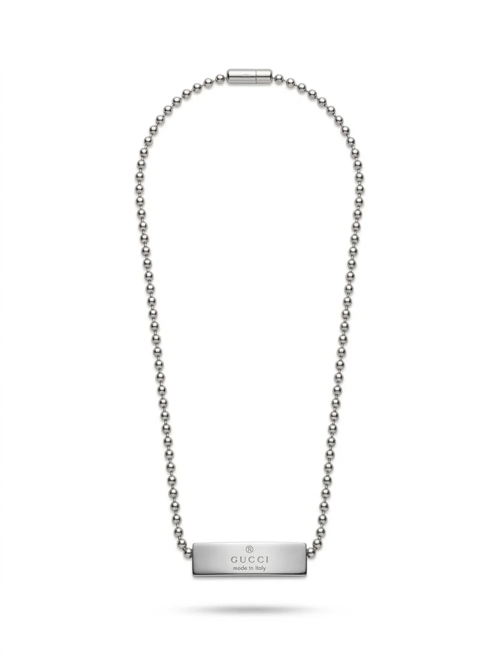Vintage Gucci Made In Italy Silver Tag Necklace And Bracelet Set